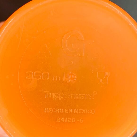 Tupperware Tumblers 12 Oz. Four Orange Stacking Cups Plastic Drinking Glasses - Picture 4 of 5